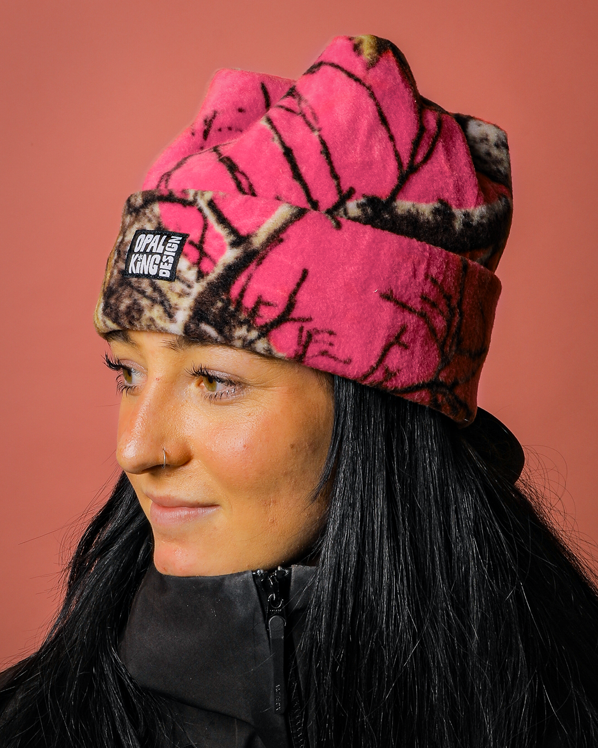 HOT PINK REAL TREE CAMO 4-POINT BEANIE