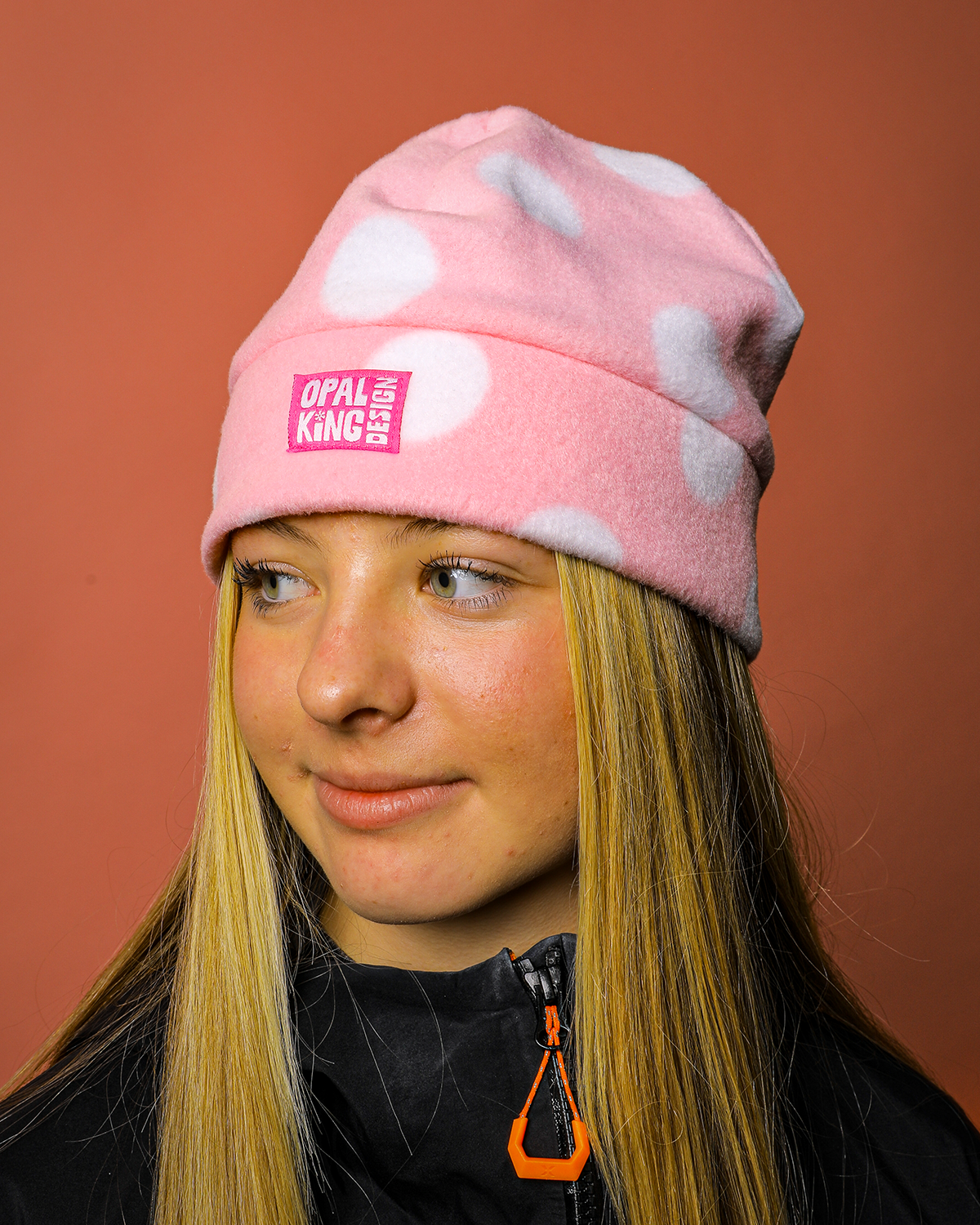 PINK POLKA LOW-PRO BEANIE