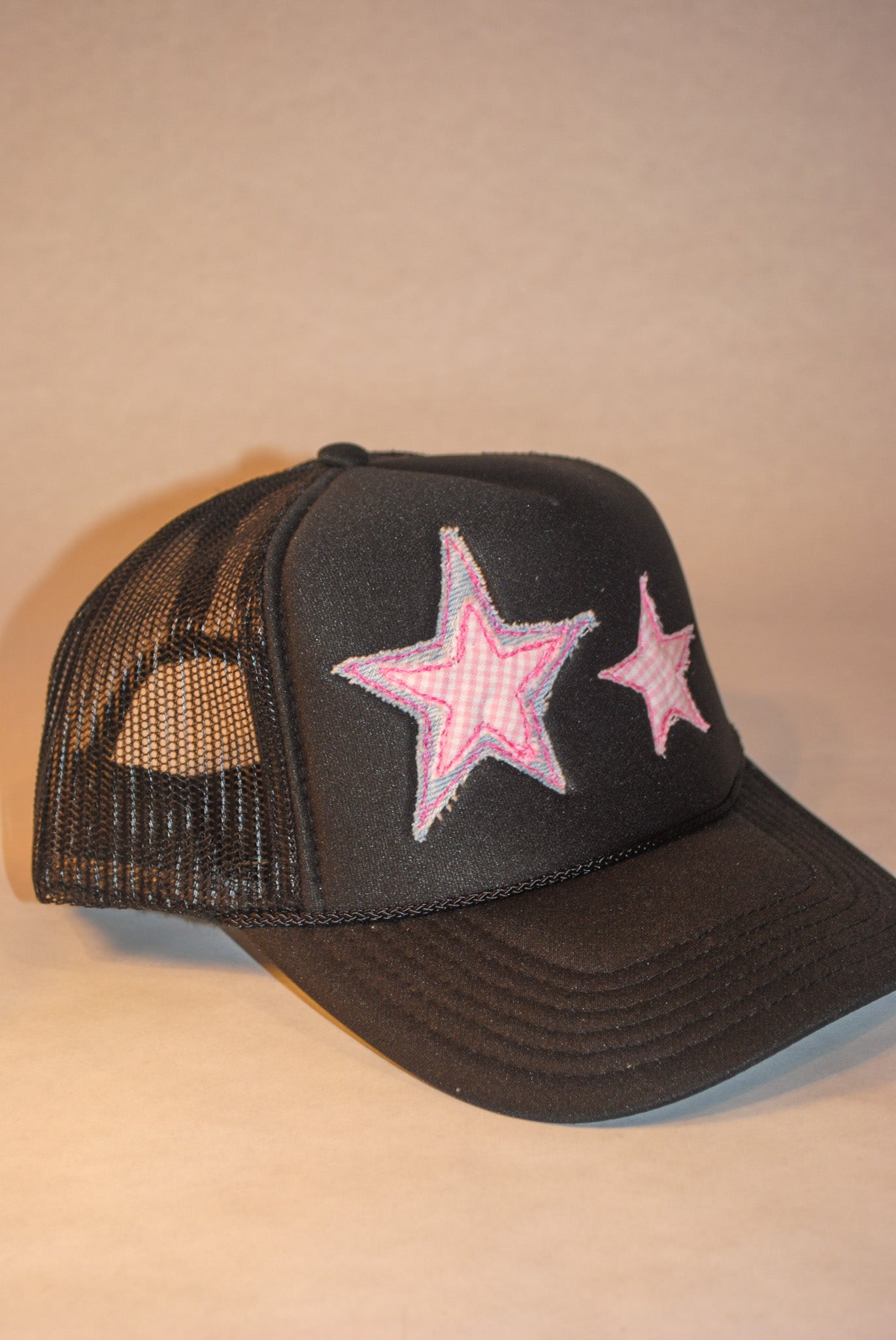 BLACK DOUBLE STAR TRUCKER PINK GINGHAM