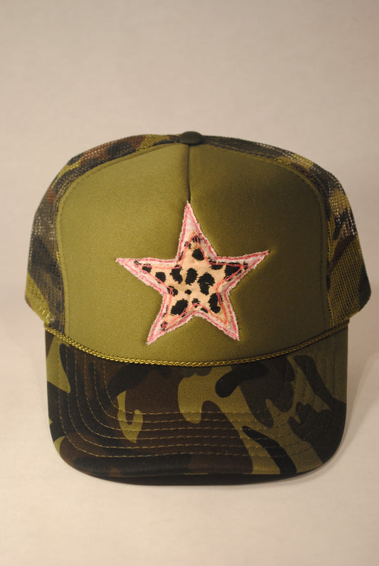 CAMO STAR TRUCKER PINK GINGHAM & CHEETAH