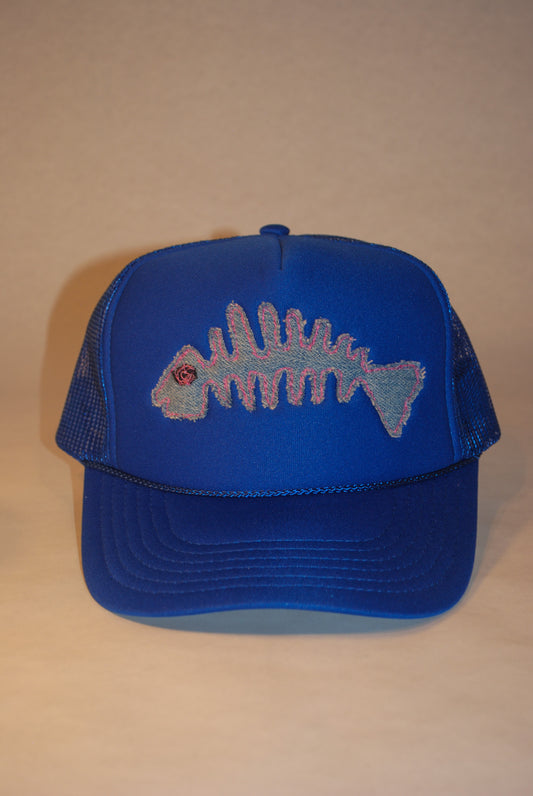 DARK BLUE FISH SKELLY TRUCKER