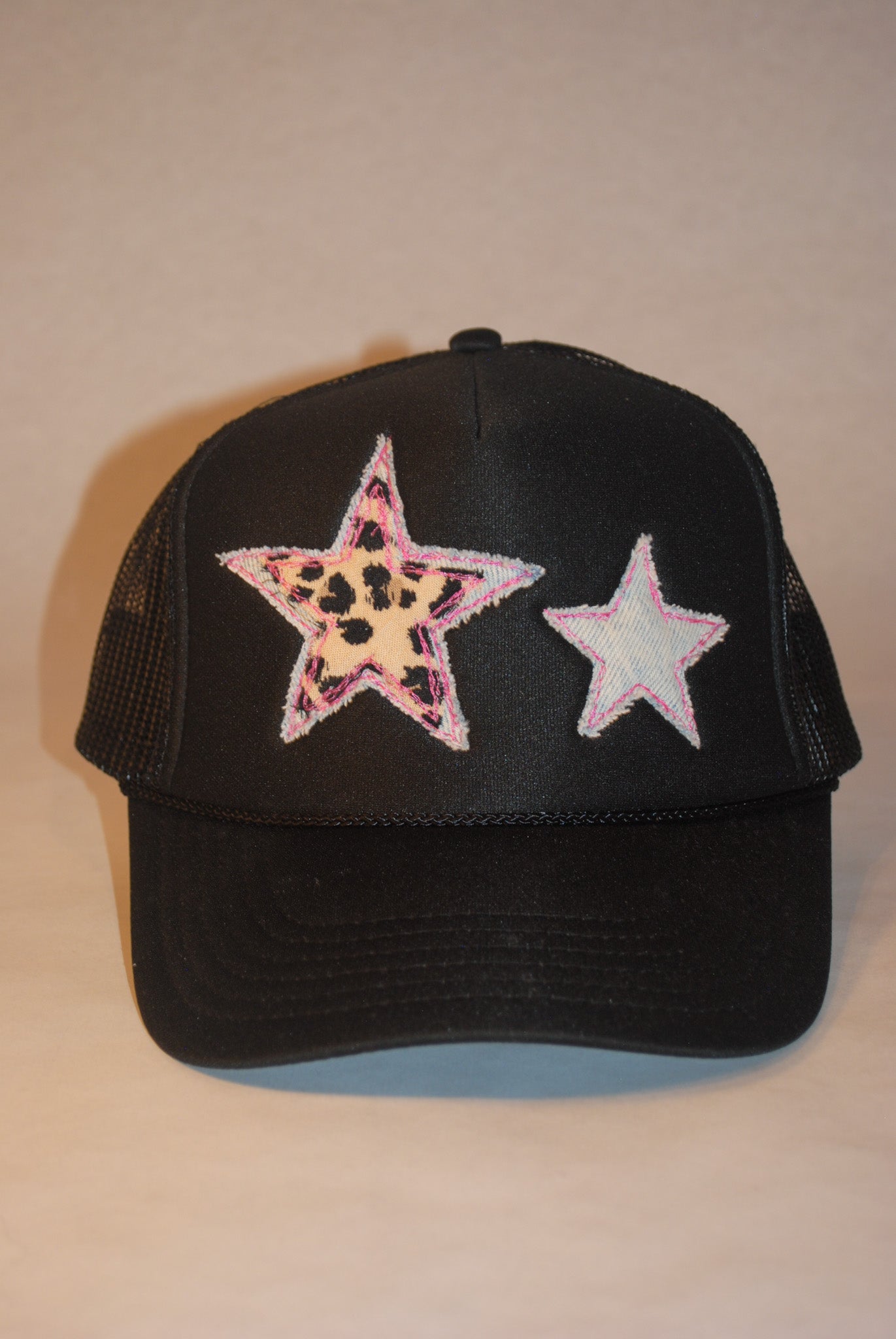 BLACK DOUBLE STAR TRUCKER CHEETAH & DENIM