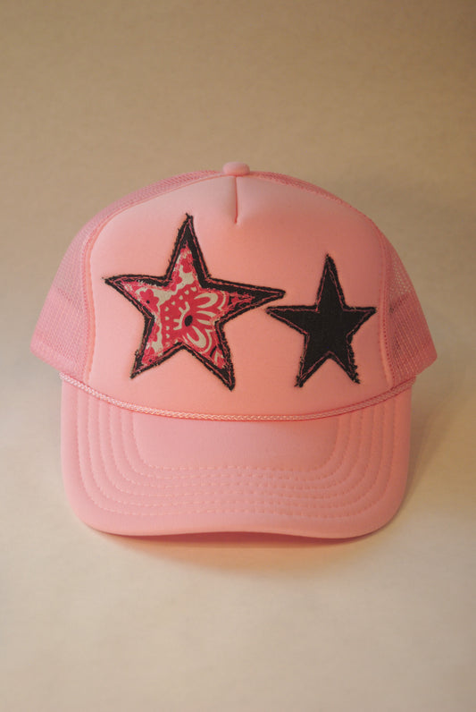 LIGHT PINK DOUBLE STAR TRUCKER BANDANA