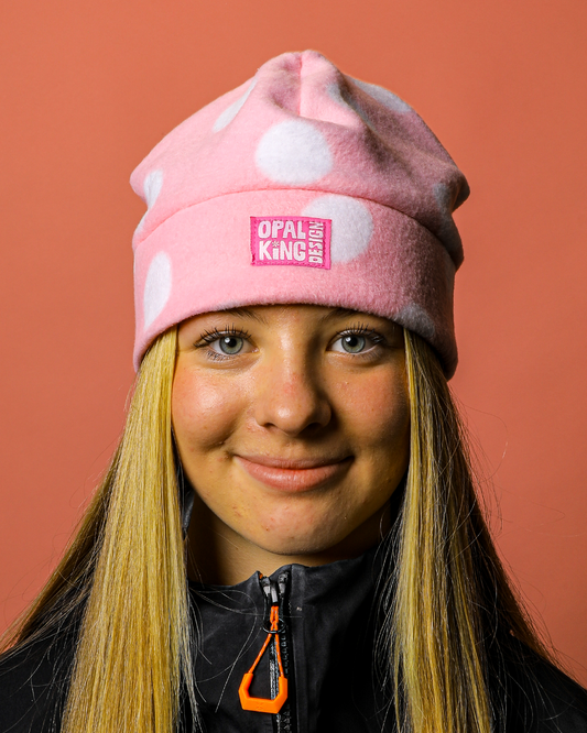 PINK POLKA LOW-PRO BEANIE